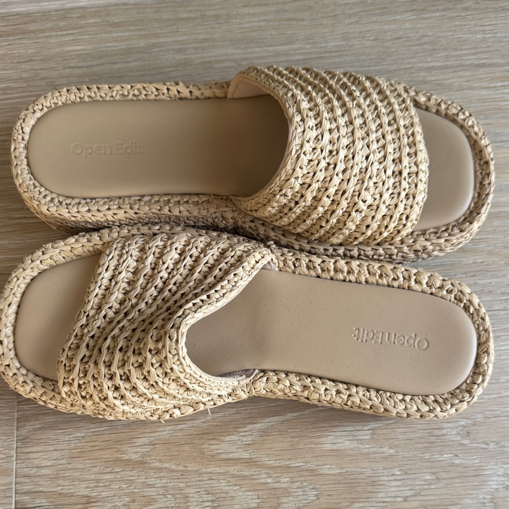 Open Edit Women's Woven Tan Sandals